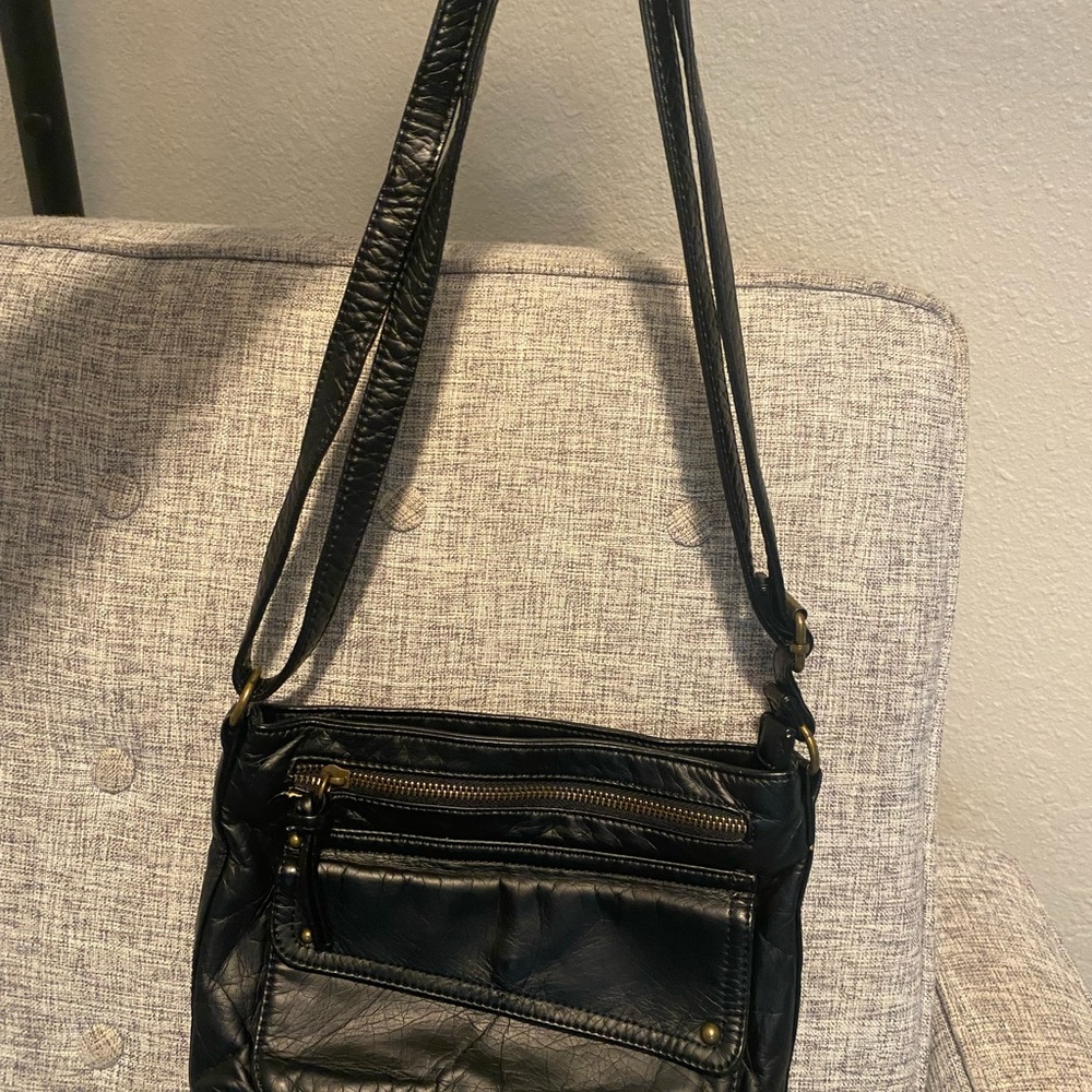 Black Leather Crossbody Bag/satchel Grunge style
